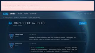 LOGIN QUEUE <6 HOURS - Blizzard Forums