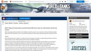 Daily Battle Tracker: Status Report : WorldofTanksConsole - Reddit