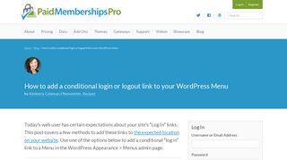 How to add a conditional login or logout link to your WordPress Menu