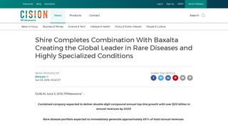 Shire Completes Combination With Baxalta Creating the Global ...
