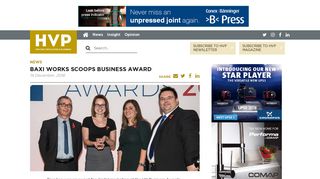 HVP Magazine - Baxi Works scoops business award