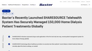 Baxter's Recently Launched SHARESOURCE Telehealth System Has ...
