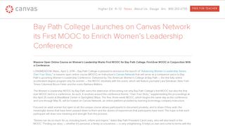 Bay Path College Launches on Canvas Network its First MOOC to ...