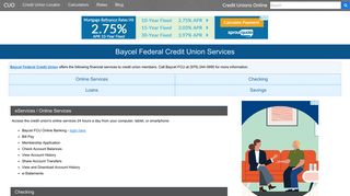 Baycel Federal Credit Union Services: Savings, Checking, Loans