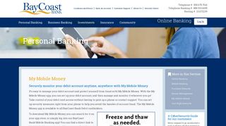 BayCoast Bank - Personal Banking - Online Banking - My Mobile Money