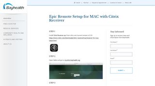 Epic Remote Setup for MAC with Citrix Receiver - Bayhealth
