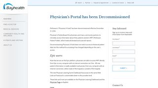 Physician's Portal has been Decommissioned - Bayhealth
