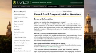 Alumni Email FAQs | Information Technology Services | Baylor University