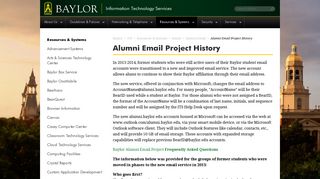 Alumni Email Project History | Information ... - Baylor University
