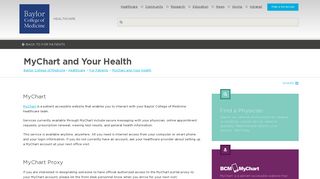 MyChart and Your Health | Healthcare | Baylor College of Medicine ...