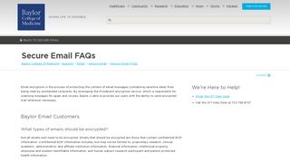 Secure Email FAQs | Baylor College of Medicine | Houston, Texas