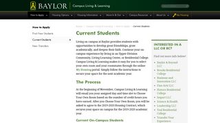 Current Students | Campus Living & Learning | Baylor University