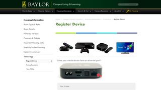 Register Device | Campus Living & Learning | Baylor University