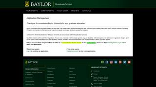 Application Management - The Graduate School - Baylor University