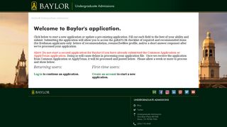 Welcome to Baylor's application. - Baylor University