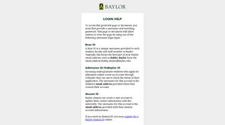 Baylor University | Login Help