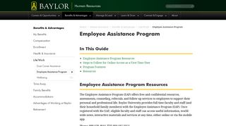 Employee Assistance Program | Human Resources | Baylor University