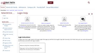 Login / Account Help - Main View | Login Help | My Bay Path Portal