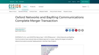 Oxford Networks and BayRing Communications Complete Merger ...