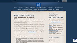Sukkot Bake Sale Sign-up - Event - Beth Avraham Yoseph of Toronto