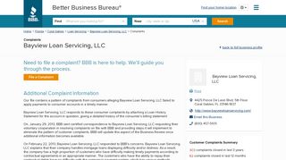 Bayview Loan Servicing, LLC | Complaints | Better Business Bureau ...