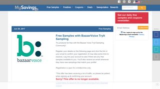 Free Samples with BazaarVoice TryIt Sampling - Free Product ...