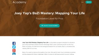 Joey Yap's BaZi Mastery: Mapping Your Life | JY Academy
