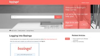 Logging into Bazinga – Help Centre