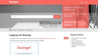 Logging into Bazinga – Help Centre