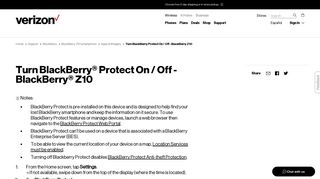 Turn BlackBerry Protect On / Off - BlackBerry Z10 | Verizon Wireless