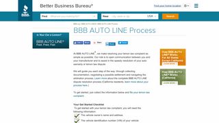 BBB AUTO LINE Process - Better Business Bureau