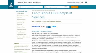 Consumer Compaints and Reviews - Better Business Bureau