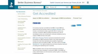 Better Business Bureau Business Accreditation Application