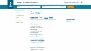 BBB Utah Contact Information - Better Business Bureau
