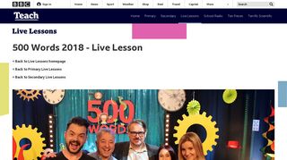 BBC Live Lessons - 500 Words 2018 - Live Lesson