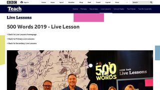 BBC Live Lessons - 500 Words 2019 - Live Lesson