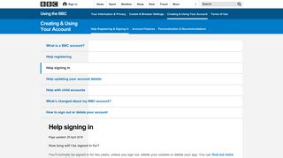Help signing in - Using the BBC