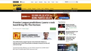 Premier League predictions: Lawro v rock band Bring Me The ... - BBC