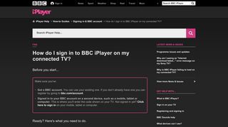 BBC iPlayer Help - How do I sign in to BBC iPlayer on my connected ...