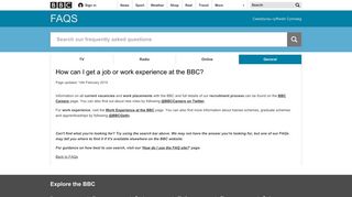 How can I get a job or work experience at the BBC? - BBC FAQs