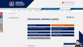 Provisional Driving Licence - Singapore Police Force