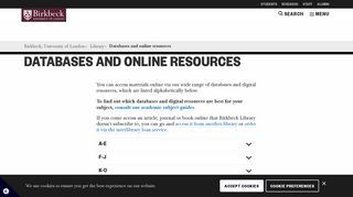 Databases and online resources — Birkbeck, University of London