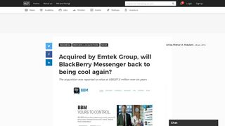 Acquired by Emtek Group, will BlackBerry Messenger back to being ...