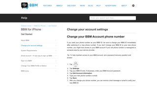 Change your account settings : BBM