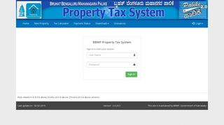 Department Login - BBMP Property Tax System - Karnataka