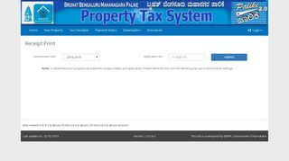 Receipt Print - BBMP Property Tax System