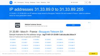 31.33.89 - bbox.fr - France - Bouygues Telecom SA - Search IP ...