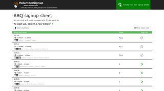 VolunteerSignup - Online volunteer signup sheets - BBQ signup sheet