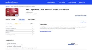 BB&T Spectrum Cash Rewards Credit Card Review - CreditCards.com