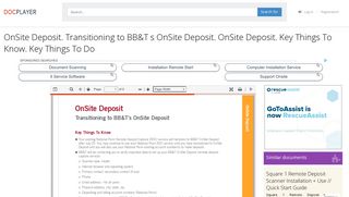 OnSite Deposit. Transitioning to BB&T s OnSite Deposit. OnSite ...